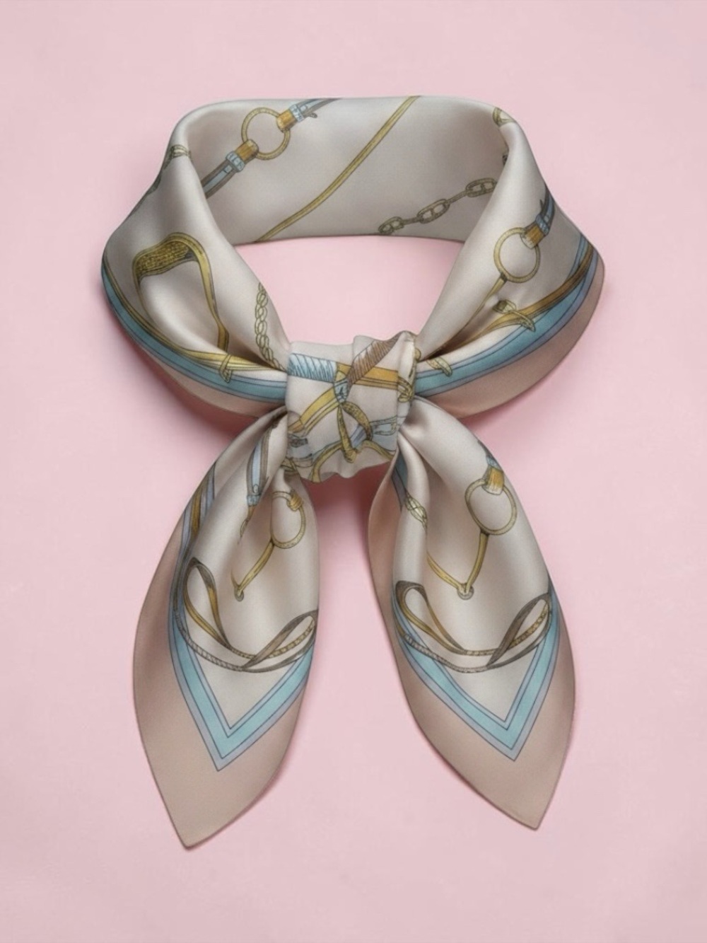 Vintage, Made in Italy JP Collections Pink, White & Gold Equine Print Scarf